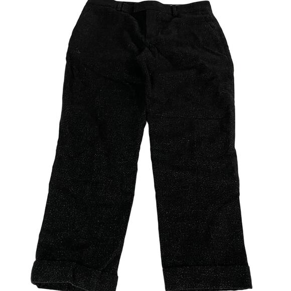 Club Monaco Pants Womens Size 2 Black Betia Textured Cuffed Hem Trouser Wool - Picture 2 of 11